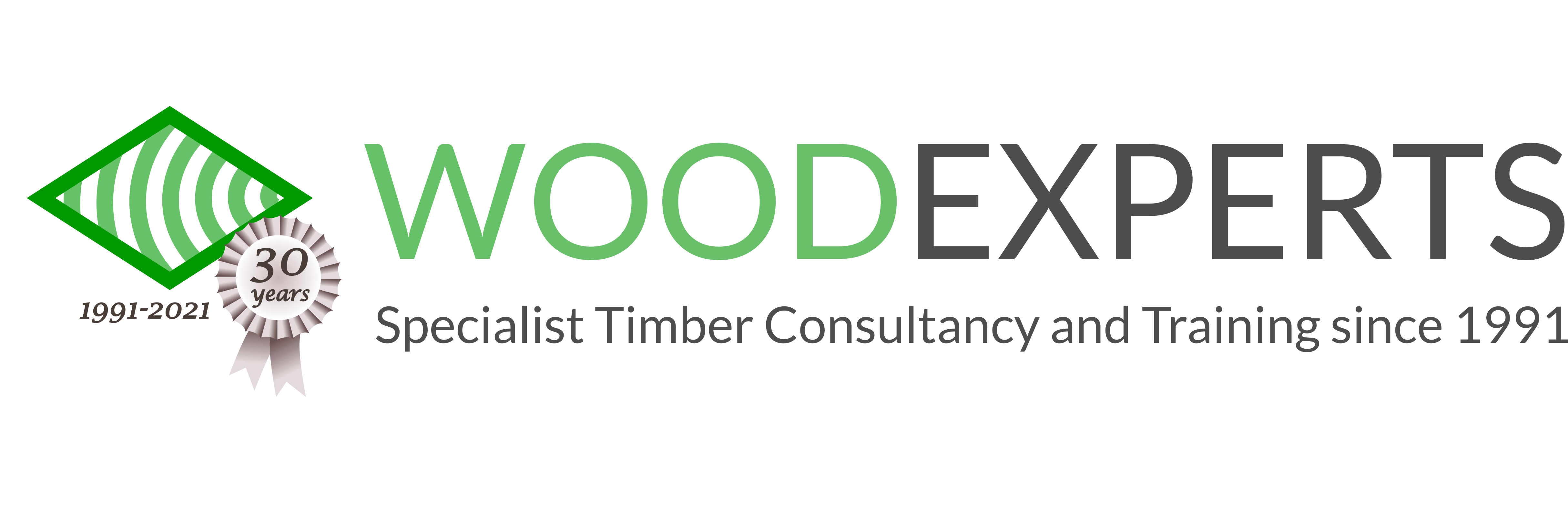 Woodexperts logo 30yrs 2021 inc strapline